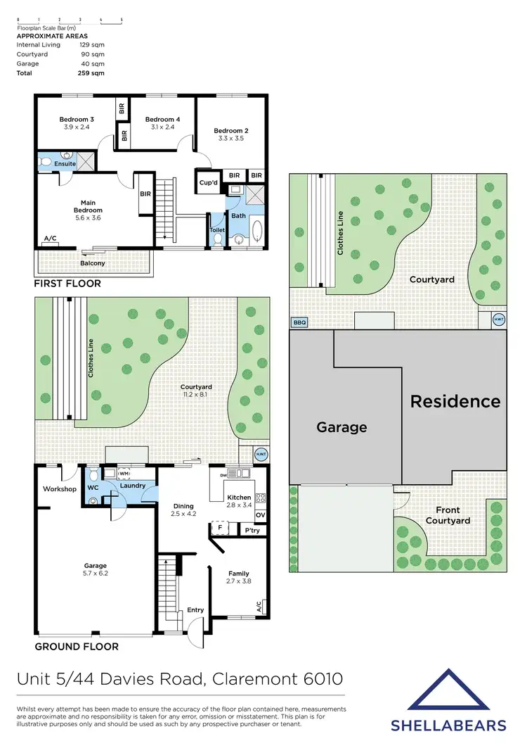 Floorplan of Homely townhouse listing, 5/44 Davies Road, Claremont WA 6010
