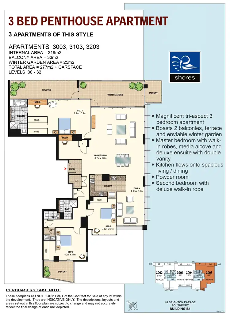 Floorplan of Homely apartment listing, 3003/1 Como Crescent, Southport QLD 4215