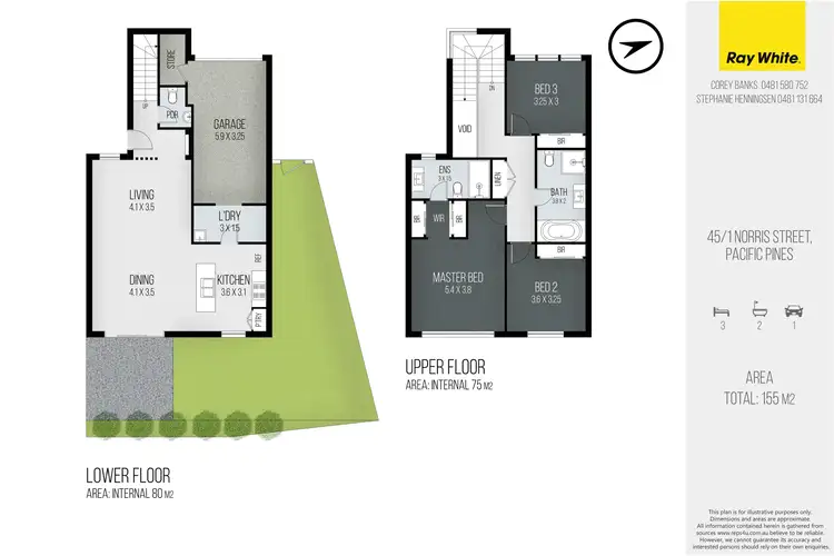 Floorplan of Homely townhouse listing, 45/1 Norris Street, Pacific Pines QLD 4211