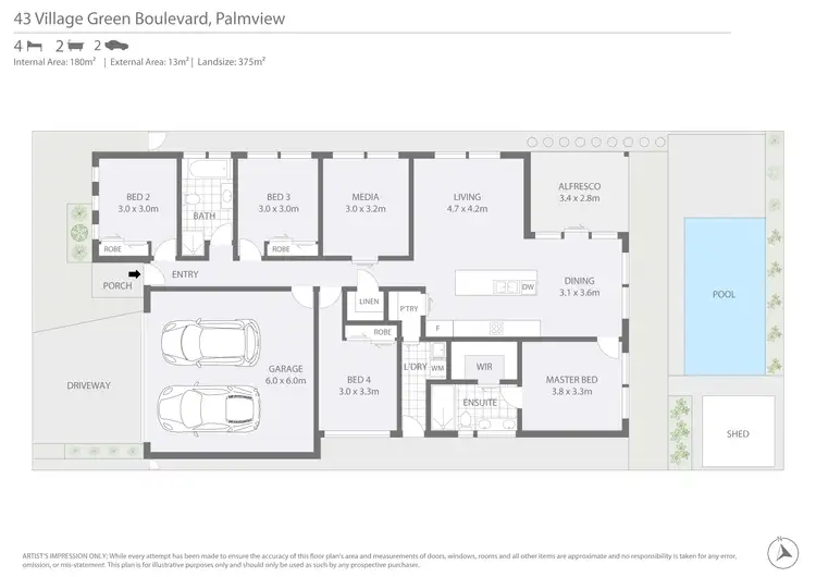 Floorplan of Homely house listing, 43 Village Green Boulevard, Palmview QLD 4553