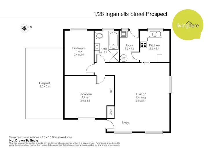 Floorplan of Homely unit listing, 1/28-30 Ingamells Street, Prospect TAS 7250