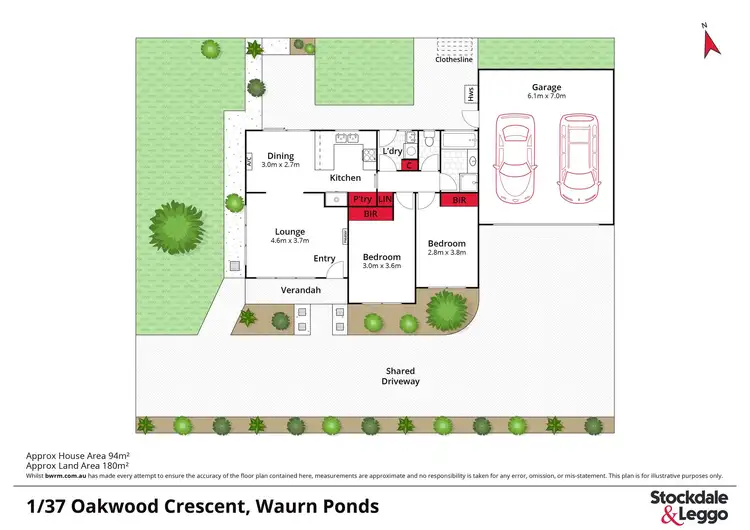 Floorplan of Homely townhouse listing, 1/37 Oakwood Crescent, Waurn Ponds VIC 3216