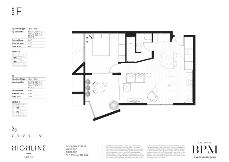 Floorplan of Homely apartment listing, 708/8 Bank Street, West End QLD 4101