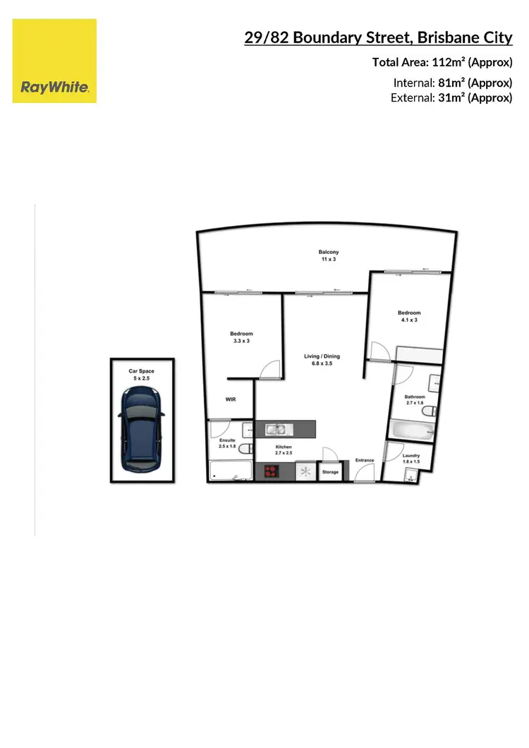 Floorplan of Homely apartment listing, 29/82 Boundary Street, Brisbane City QLD 4000