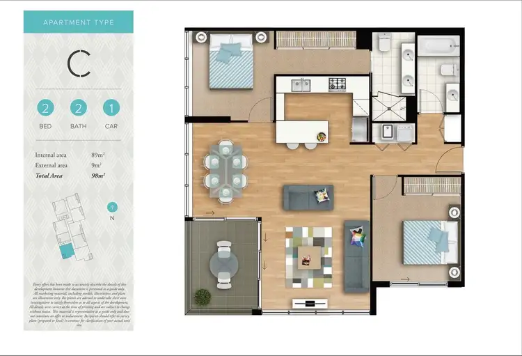 Floorplan of Homely apartment listing, 307/112 Palm Meadows Drive, Carrara QLD 4211