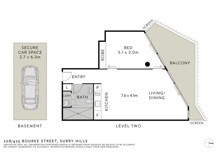 Floorplan of Homely apartment listing, 208/425 Bourke Street, Surry Hills NSW 2010