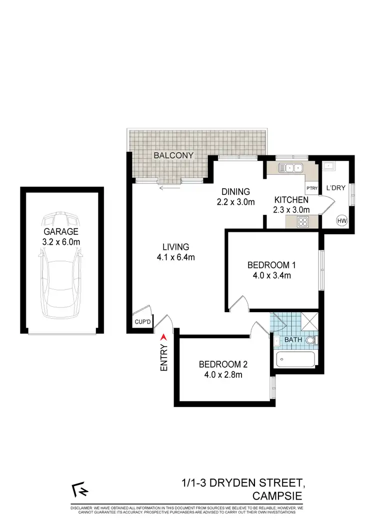 Floorplan of Homely unit listing, 1/1-3 Dryden Street, Campsie NSW 2194