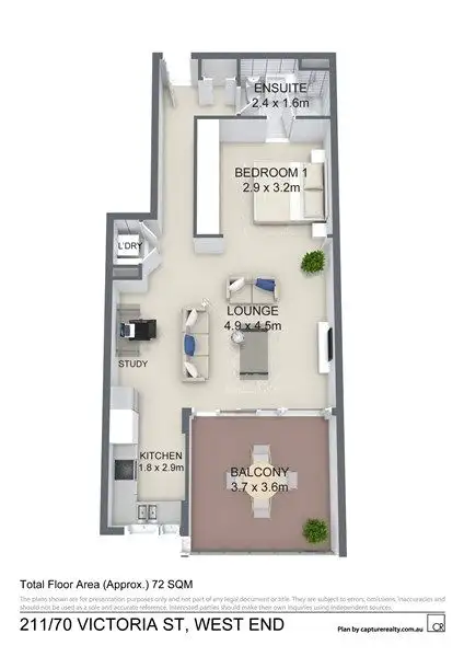 Floorplan of Homely unit listing, 211/70-78 Victoria Street, West End QLD 4101