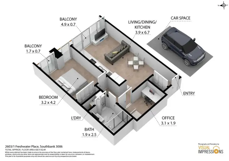 Floorplan of Homely apartment listing, 2603/1 Freshwater Place, Southbank VIC 3006
