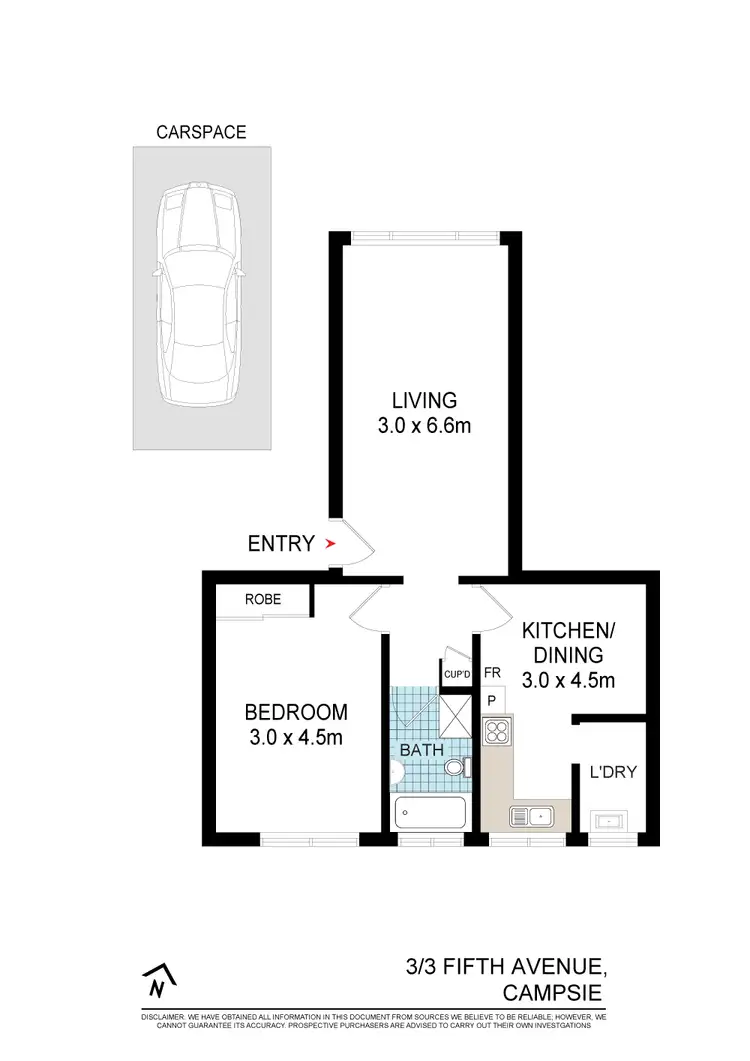 Floorplan of Homely unit listing, 3/3 Fifth Avenue, Campsie NSW 2194