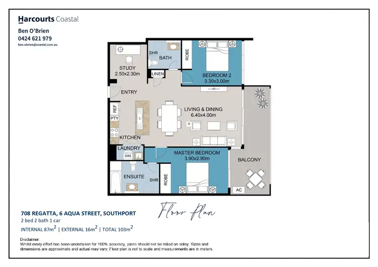 Floorplan of Homely apartment listing, 708/6 Aqua Street, Southport QLD 4215