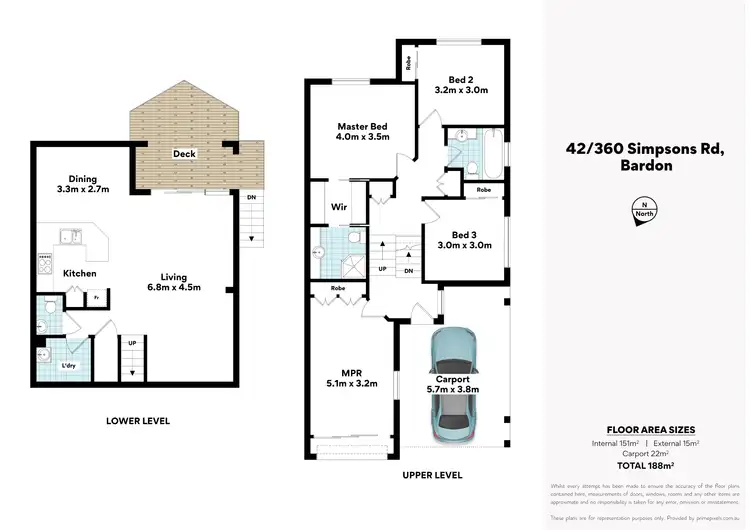 Floorplan of Homely townhouse listing, 42/360 Simpsons Road, Bardon QLD 4065