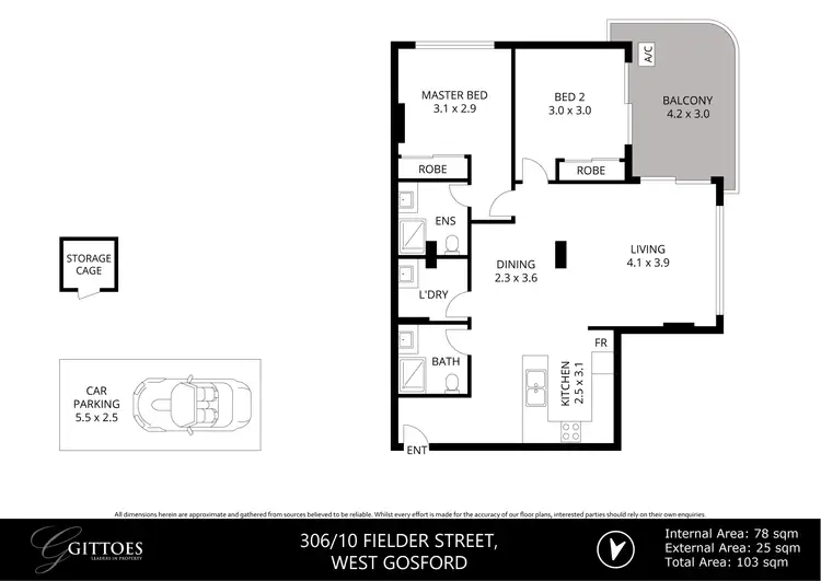 Floorplan of Homely unit listing, 306/10 Fielder Street, West Gosford NSW 2250