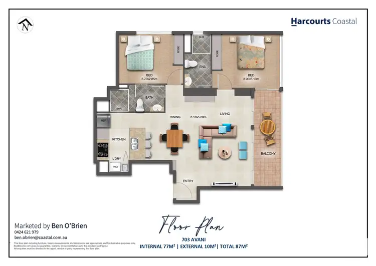 Floorplan of Homely apartment listing, 703/2663 Gold Coast Highway, Broadbeach QLD 4218