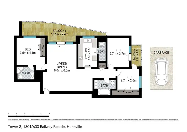 Floorplan of Homely apartment listing, Tower 2, 1801/600 Railway Parade, Hurstville NSW 2220