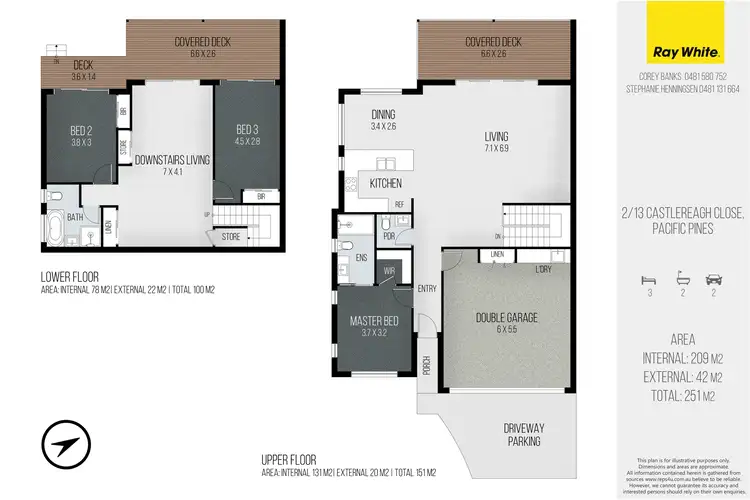 Floorplan of Homely semi-detached listing, 2/13 Castlereagh Close, Pacific Pines QLD 4211