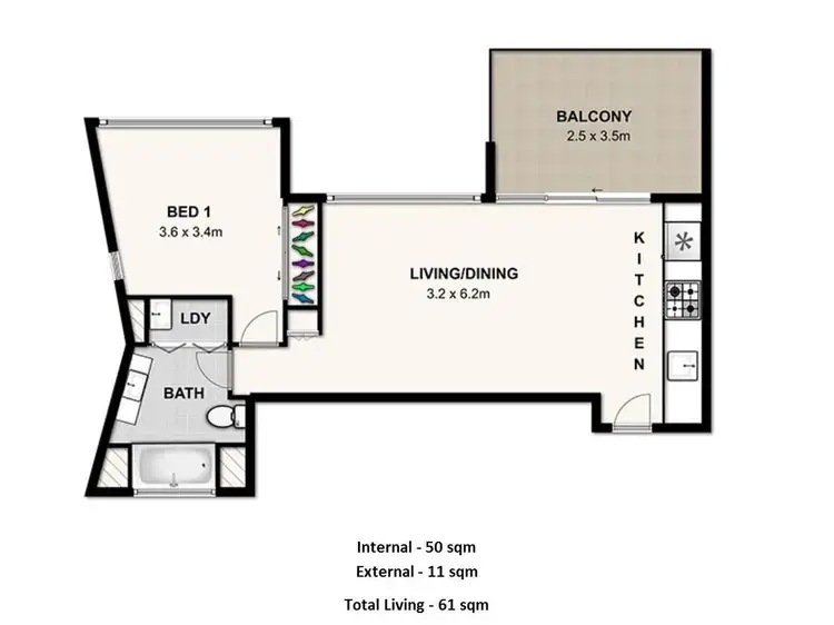 Floorplan of Homely apartment listing, 275/30 Macrossan Street, Brisbane City QLD 4000