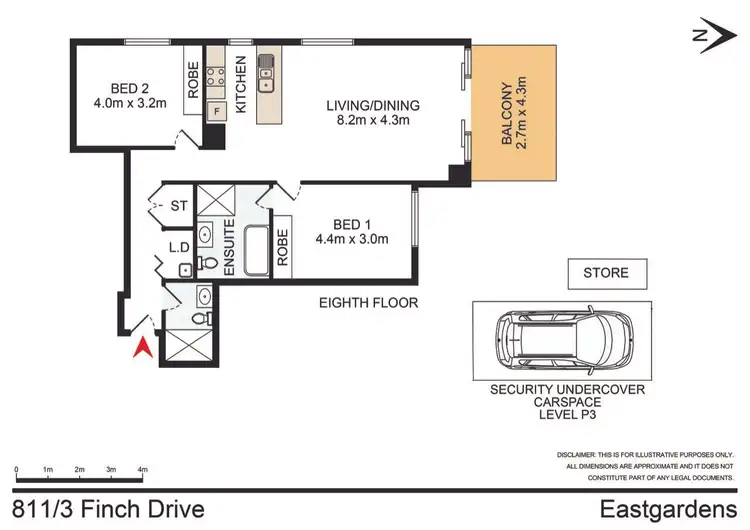 Floorplan of Homely unit listing, 811/3 Finch Drive, Eastgardens NSW 2036