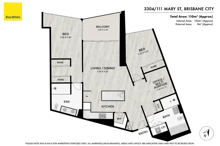 Floorplan of Homely apartment listing, 3304/111 Mary Street, Brisbane City QLD 4000