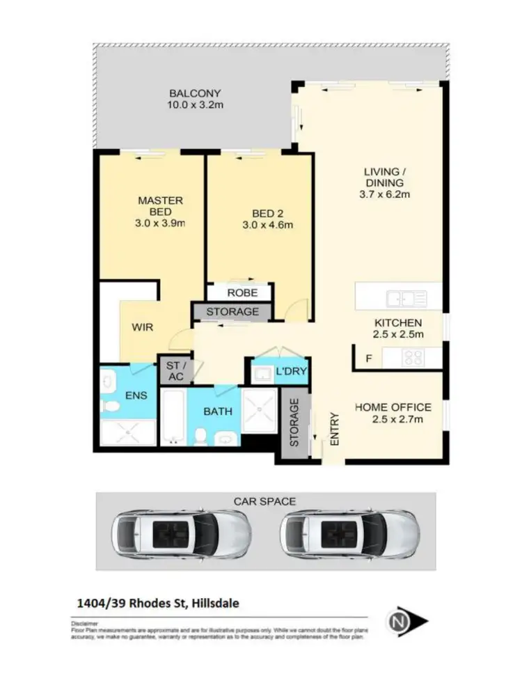 Floorplan of Homely unit listing, 1404/39 Rhodes Street, Hillsdale NSW 2036