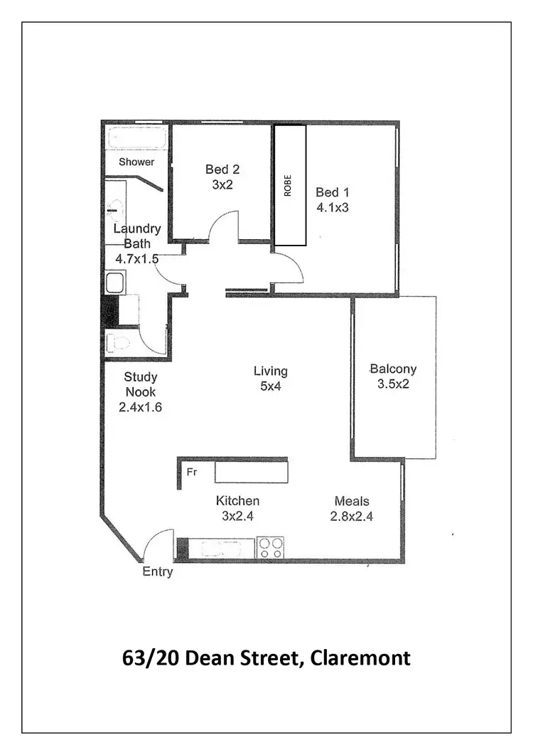 Floorplan of Homely apartment listing, 63/20 Dean Street, Claremont WA 6010