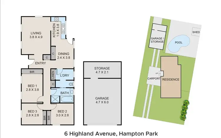 Floorplan of Homely house listing, 6 Highland Avenue, Hampton Park VIC 3976