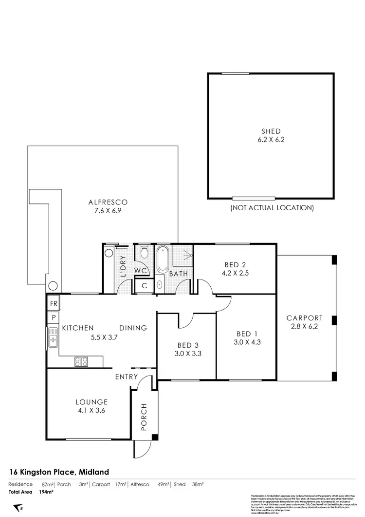 Floorplan of Homely house listing, 16 Kingston Place, Midland WA 6056