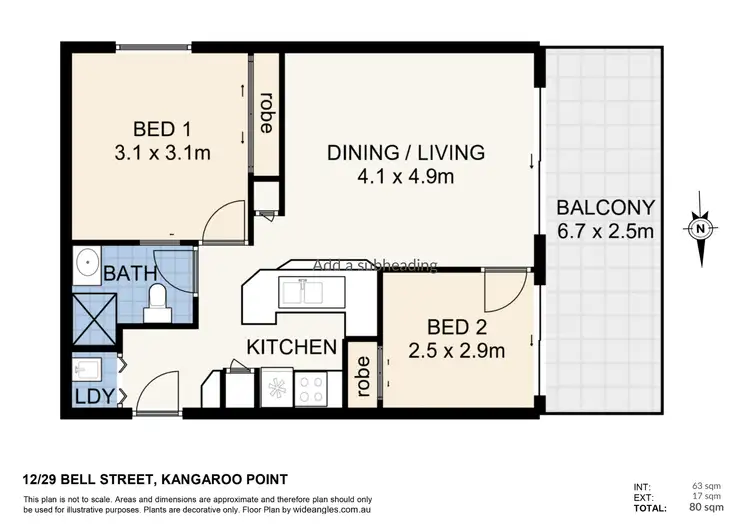 Floorplan of Homely apartment listing, 12/29 Bell Street, Kangaroo Point QLD 4169
