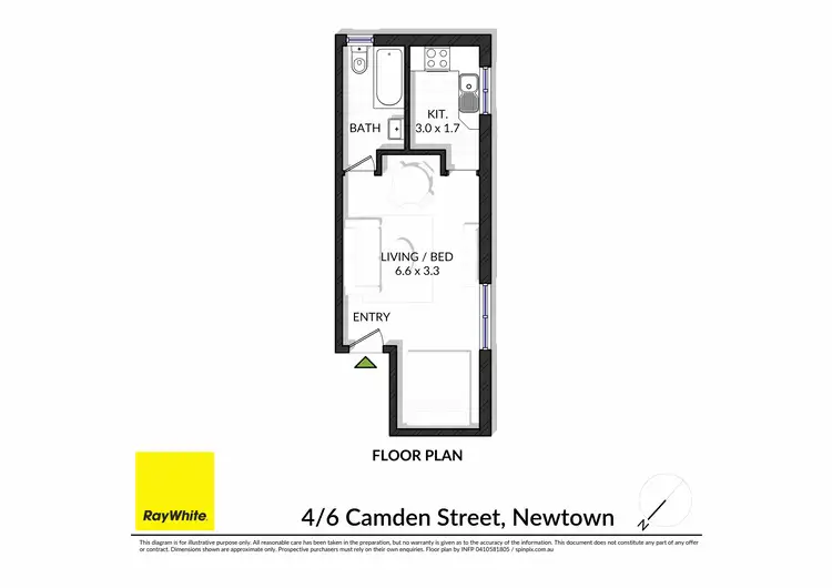 Floorplan of Homely studio listing, 4/6 Camden St, Newtown NSW 2042