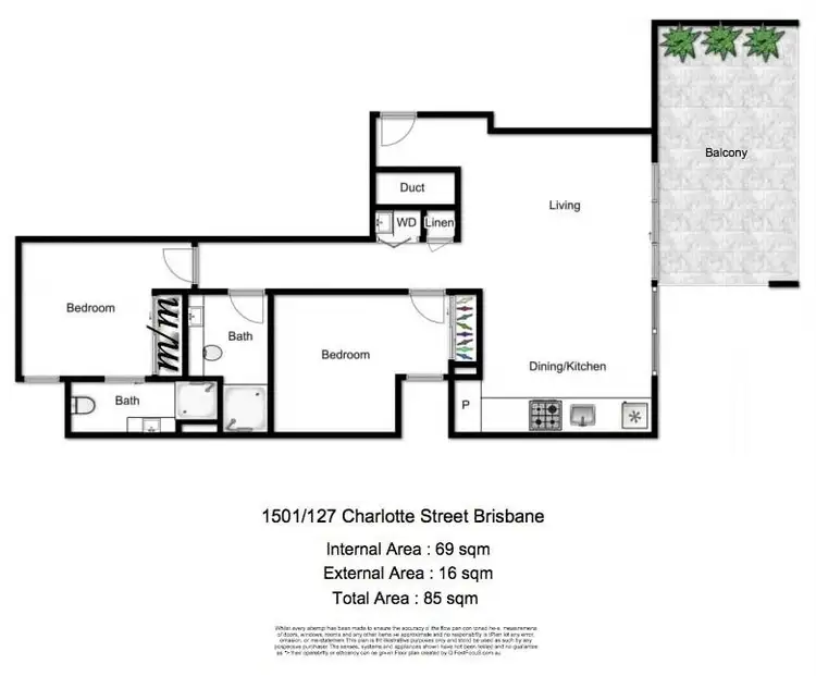 Floorplan of Homely apartment listing, 1501/127 Charlotte Street, Brisbane City QLD 4000