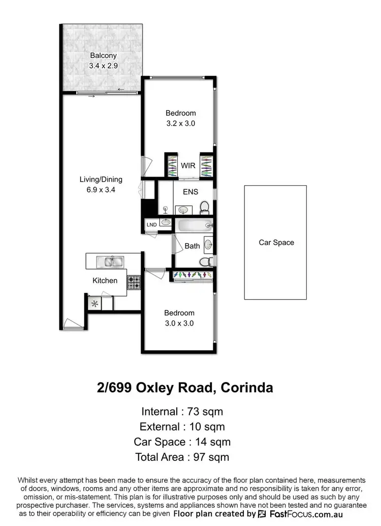 Floorplan of Homely unit listing, 2/699 Oxley Road, Corinda QLD 4075