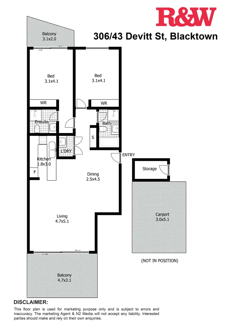 Floorplan of Homely apartment listing, 306/43 Devitt Street, Blacktown NSW 2148