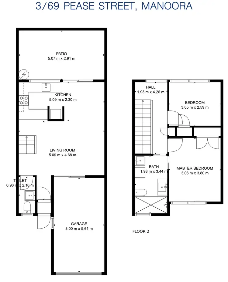 Floorplan of Homely townhouse listing, 3/69 Pease Street, Manoora QLD 4870