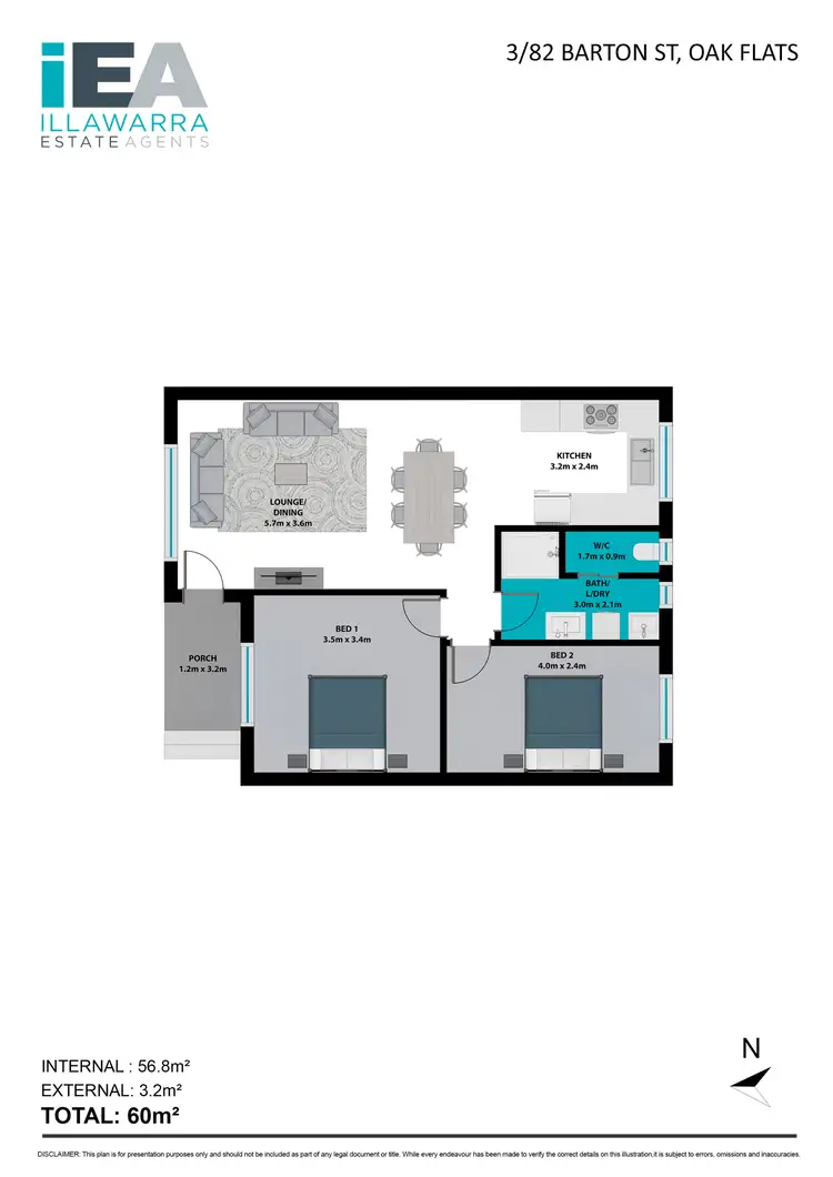 Floorplan of Homely unit listing, 3/82 Barton Street, Oak Flats NSW 2529