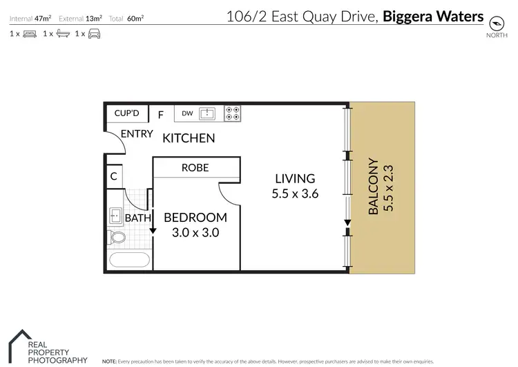 Floorplan of Homely apartment listing, 106/2 East Quay Drive, Biggera Waters QLD 4216