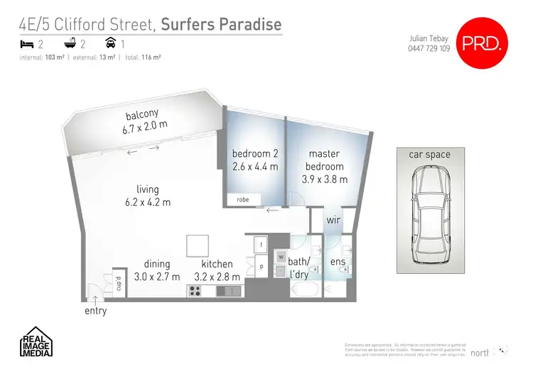 Floorplan of Homely apartment listing, 4E/5 Clifford Street, Surfers Paradise QLD 4217