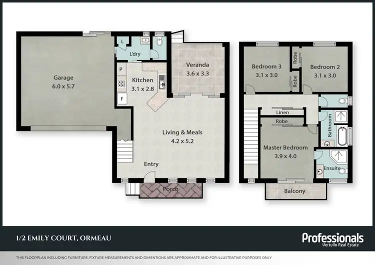Floorplan of Homely townhouse listing, 1/2 Emily Street, Ormeau QLD 4208