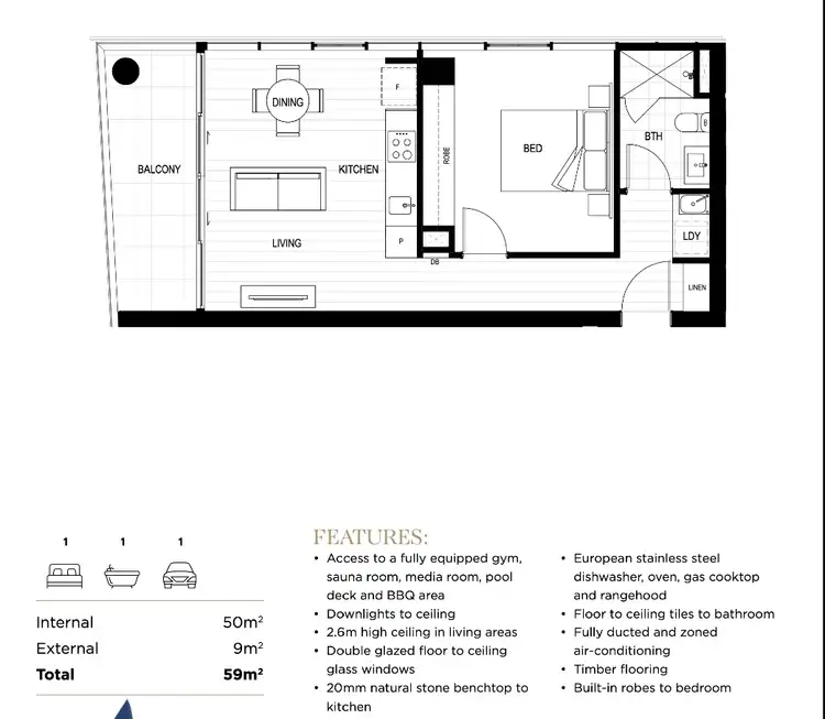Floorplan of Homely apartment listing, 21602/1 Cordelia Street, South Brisbane QLD 4101