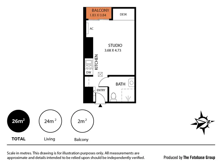 Floorplan of Homely studio listing, 521/304 Waymouth Street, Adelaide SA 5000