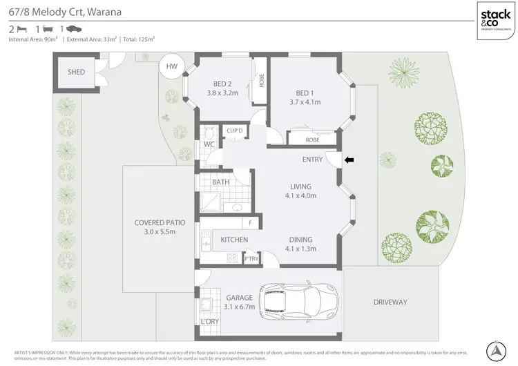 Floorplan of Homely semi-detached listing, 67/8 Melody Court, Warana QLD 4575