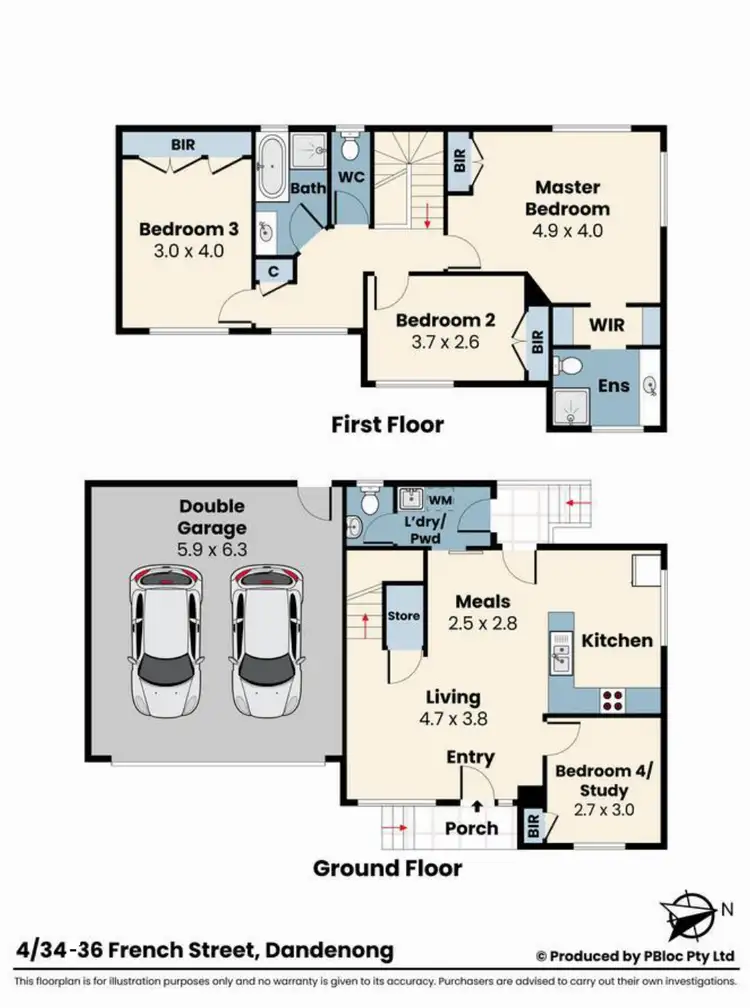 Floorplan of Homely townhouse listing, 4/34-36 french street, Noble Park VIC 3174