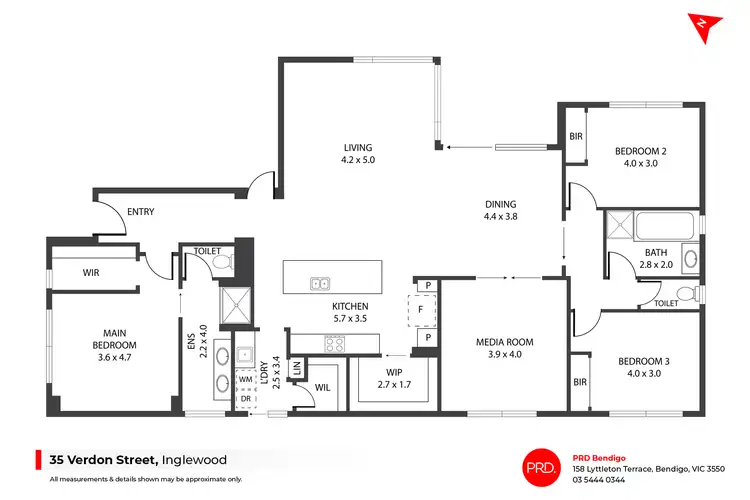 Floorplan of Homely house listing, 35 Verdon Street, Inglewood VIC 3517