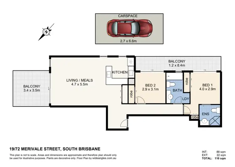 Floorplan of Homely apartment listing, 19/72 Merivale Street, South Brisbane QLD 4101