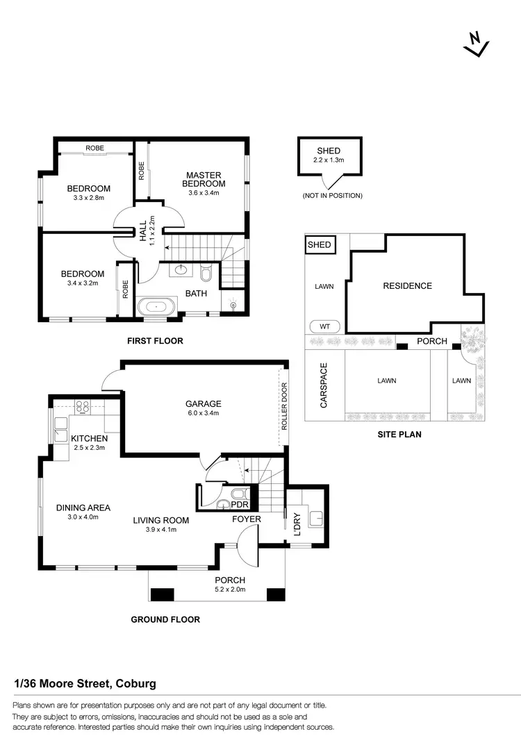 Floorplan of Homely townhouse listing, 1/36 Moore Street, Coburg VIC 3058