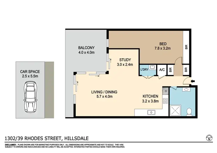 Floorplan of Homely unit listing, 1302/39 Rhodes Street, Hillsdale NSW 2036