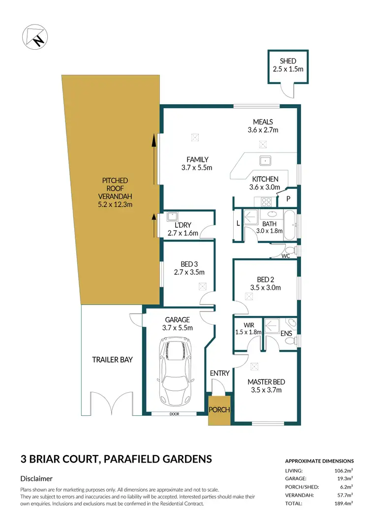 Floorplan of Homely house listing, 3 Briar Court, Parafield Gardens SA 5107