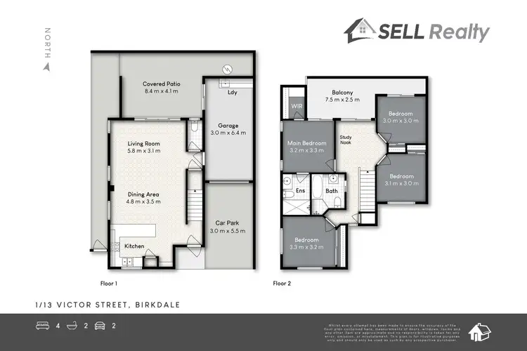 Floorplan of Homely townhouse listing, 1/13 Victor Street, Birkdale QLD 4159
