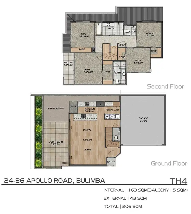 Floorplan of Homely townhouse listing, 4/24 Apollo Road, Bulimba QLD 4171