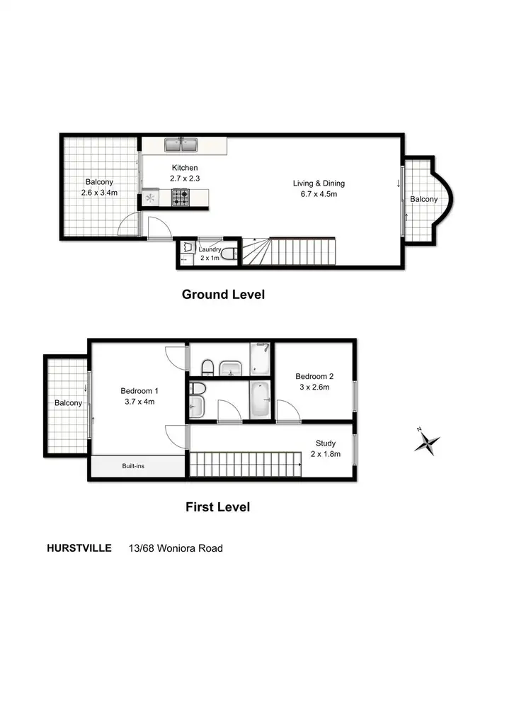Floorplan of Homely apartment listing, 13/68-72 Woniora Road, Hurstville NSW 2220