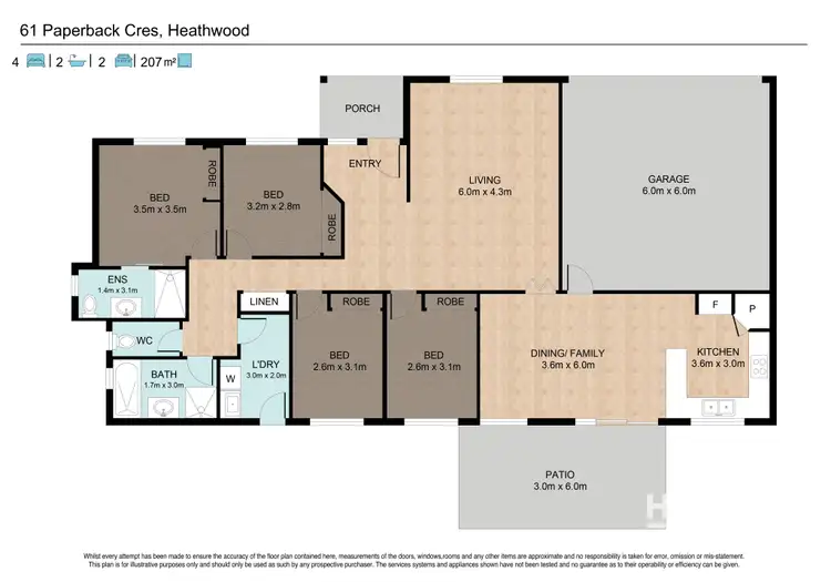 Floorplan of Homely house listing, 61 Paperbark Crescent, Heathwood QLD 4110